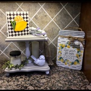 Lemon Kitchen Wood Tray Decor